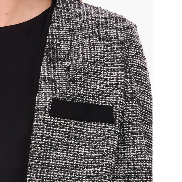 NWT Halogen Nordstrom Stretch Crop Tweed Jacket Black Medium - Picture 4 of 9